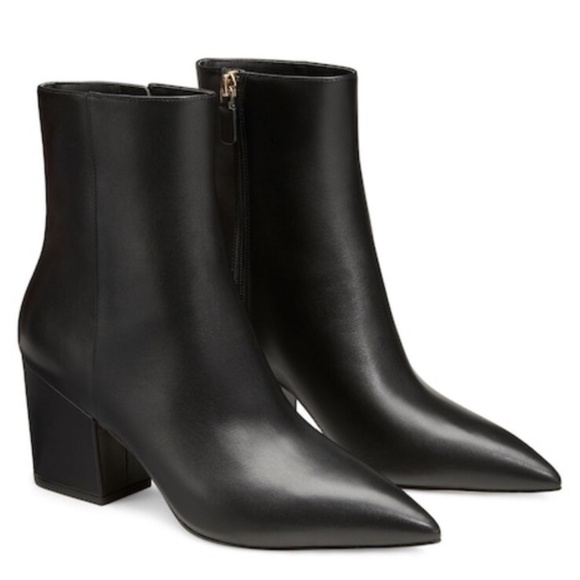 STUART WEITZMAN Avenue 75 Block Bootie Black Smooth Calf Leather - Picture 1 of 9
